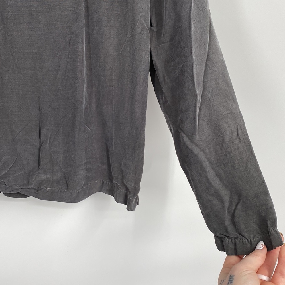 Vintage Cut Loose Light Grey 100% Bemberg Long Sleeve Shirt - Picture 3 of 11